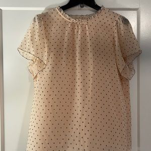 Peach with black polka dot blouse